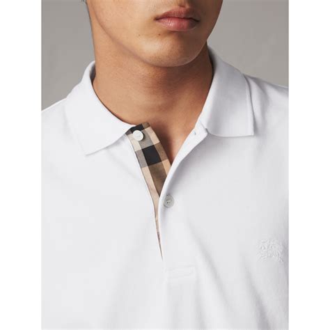 burberry brit men's long sleeve check placket polo shirt|Check Collar Cotton Polo Shirt in White .